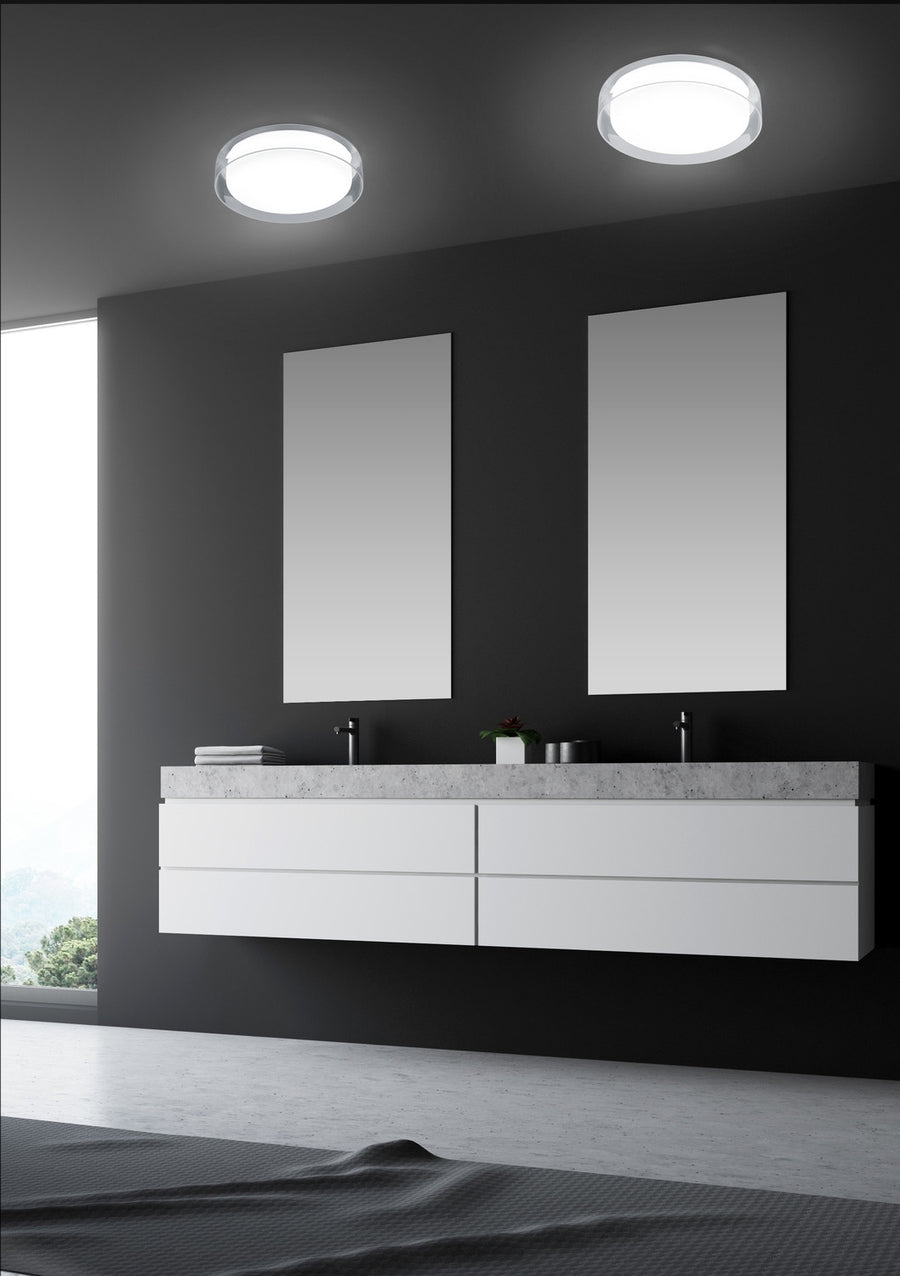 Plafonnier extérieur Olvi chromé, Ø 23 cm