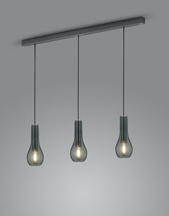 Suspension Gara 3 lumières noire et chromée