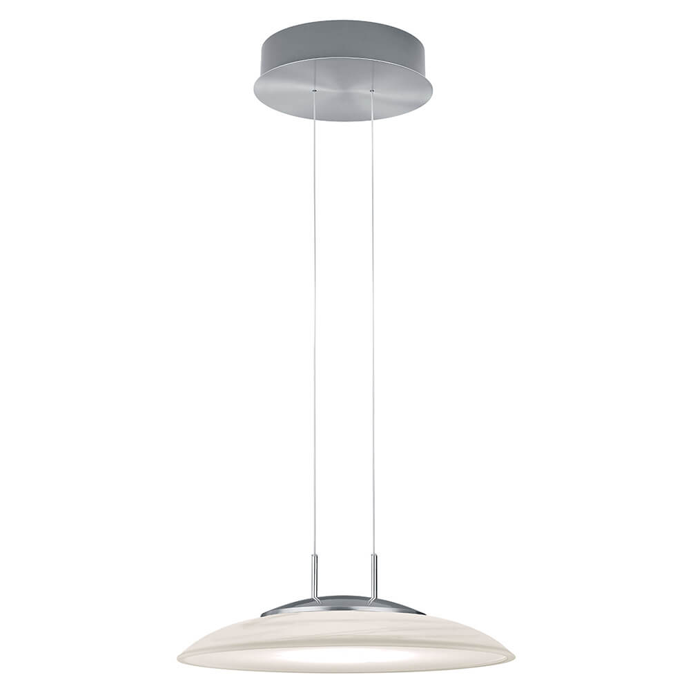 Vue de trois quarts de la suspension avec son diffuseur en verre