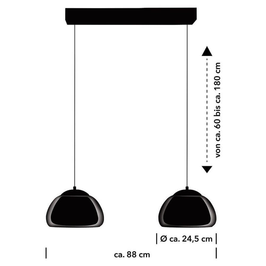 Schéma coté montrant la largeur de 88 cm, le diamètre 24,5 cm et la hauteur réglable