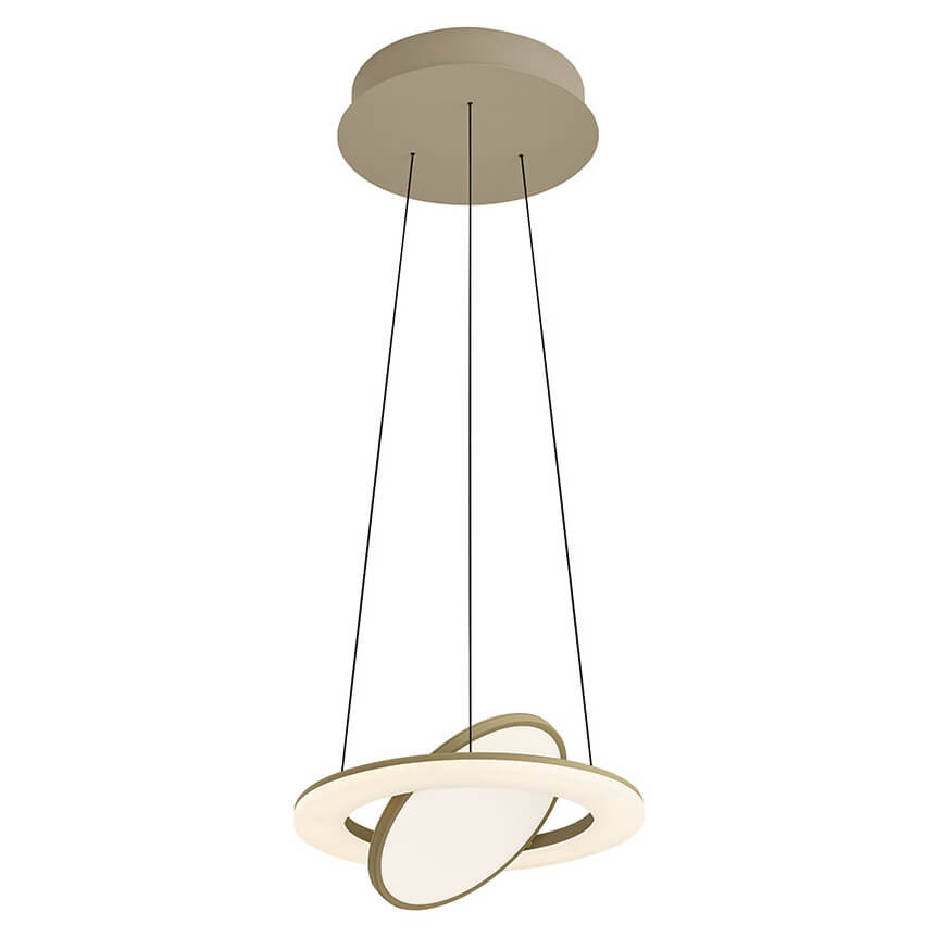 Vue en plongée du luminaire montrant l'anneau et l'ovale lumineux