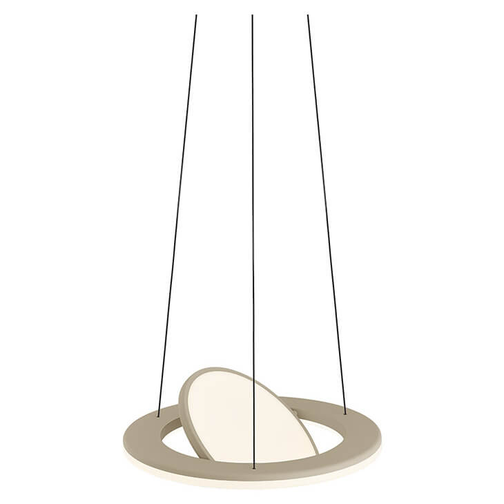 Détail de l'anneau beige et du disque ovale incliné éclairé