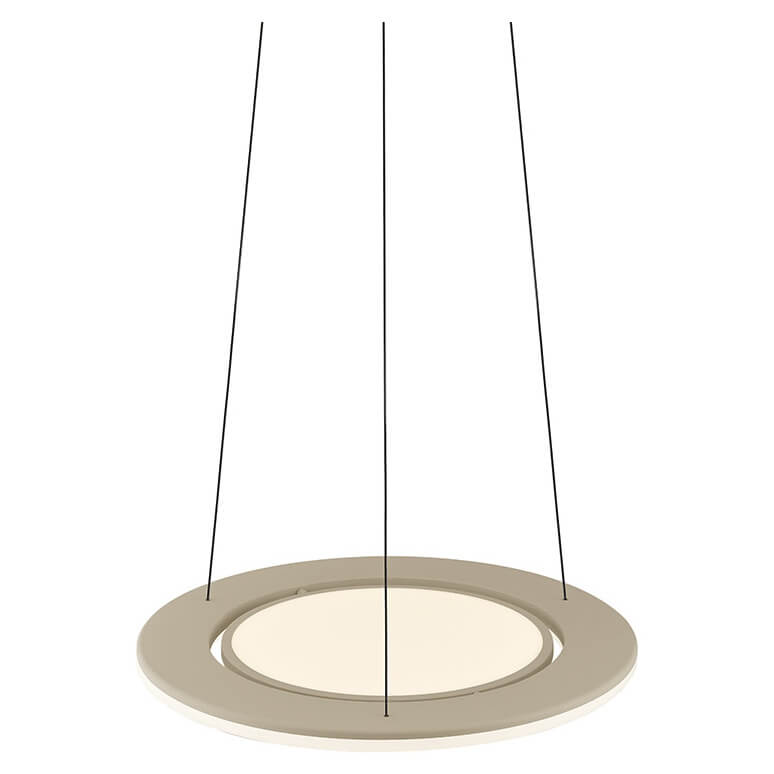 Dessous de l'anneau beige avec diffuseur blanc vu depuis le sol