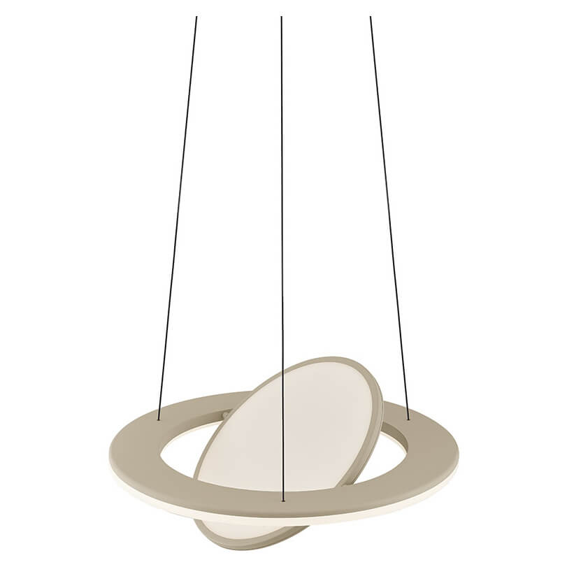 Détail du disque incliné traversant l'anneau, finition beige mat