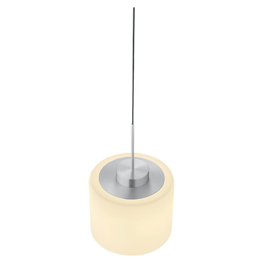 Détail du dessus du diffuseur en opale et de la fixation aluminium brossé