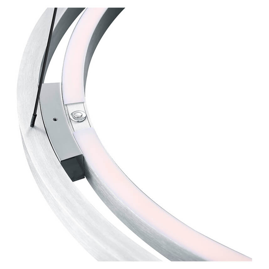 Détail de la finition aluminium brossé et du module LED du cercle