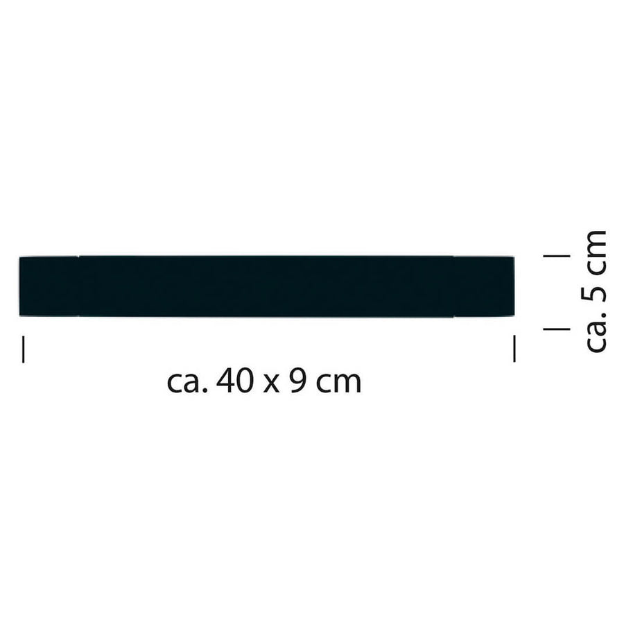 Schéma coté indiquant environ 40 x 9 cm pour 5 cm de profondeur.