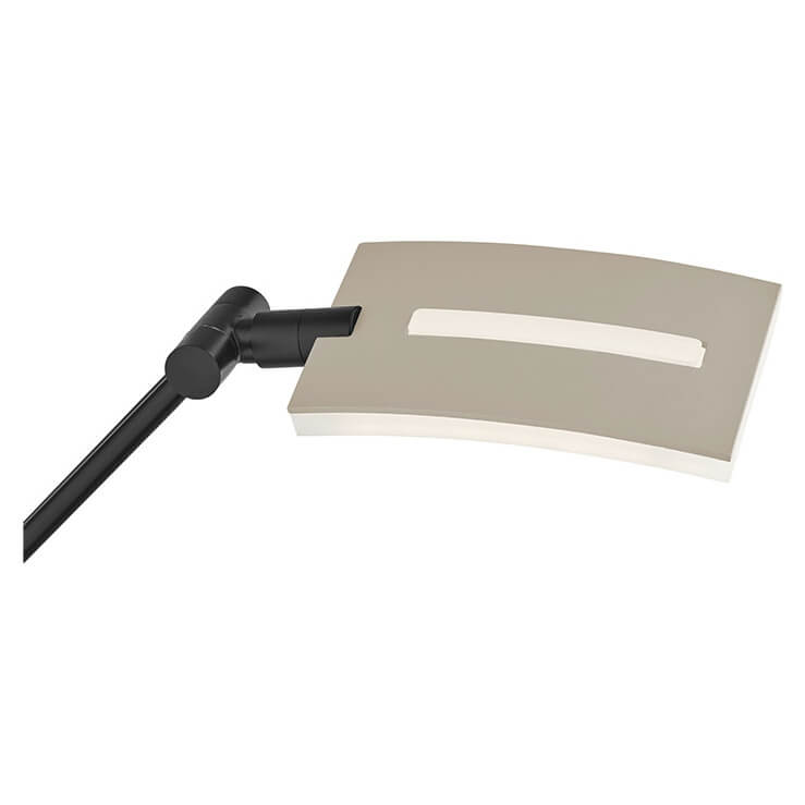 Gros plan sur la tête rectangulaire taupe avec fente lumineuse et rotule noire.