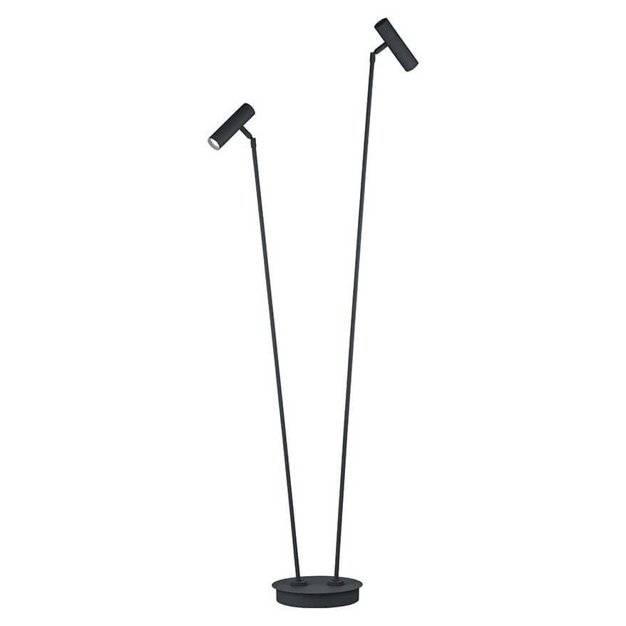 Second angle du luminaire sur fond blanc, montrant les deux bras inclinés et le socle rond