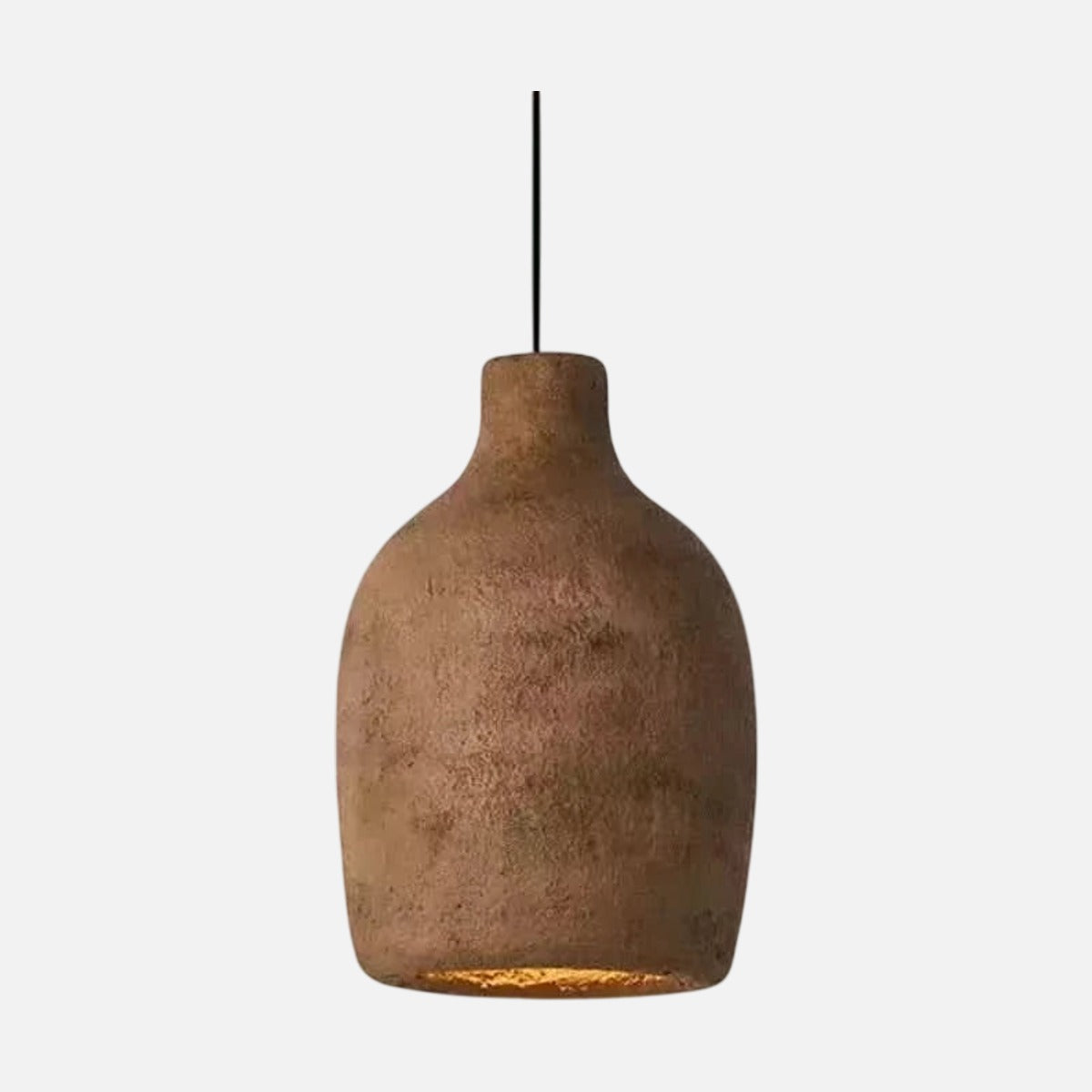 Lampe de chevet suspendue style pierre coloris marron terracotta, abat-jour effet terre cuite