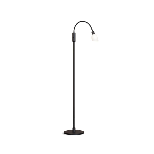 Lampadaire Cut simple, noir et verre opale