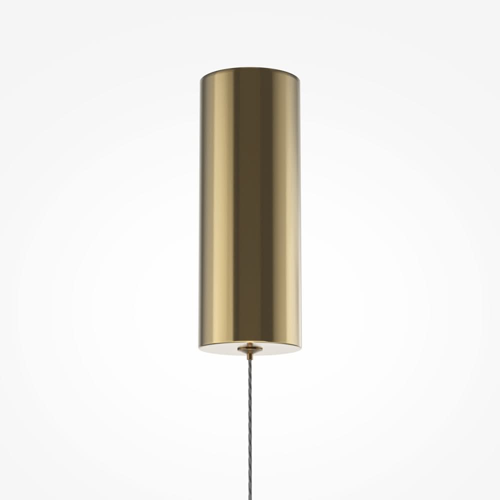 Détail de la rosace cylindrique en métal bronze brossé et du câble tressé