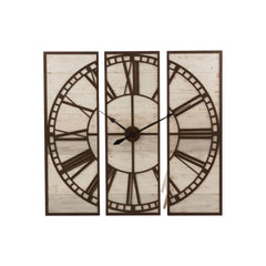 Quadratische Uhr Holz Weiß Metall Braun