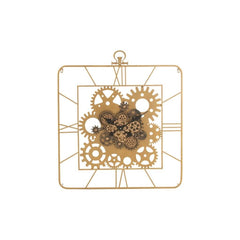Quadratische Wanduhr römische Ziffern Metall Gold