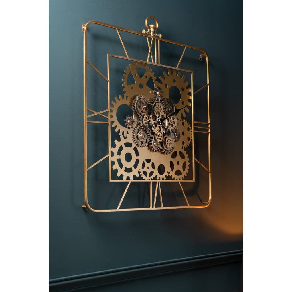 Horloge Carrée Romains Métal Or - Designix