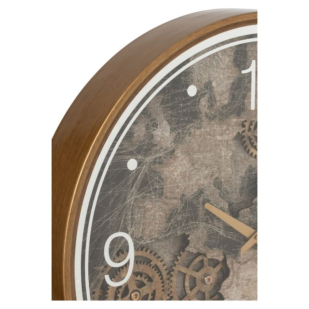 Europa-Wandkarte Uhr MDF Goldfarben Groß | Gale