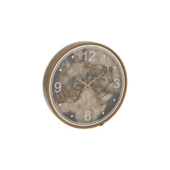 Europa-Wandkarte Uhr MDF Goldfarben Groß | Gale