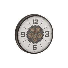 Uhr Zahnräder MDF Schwarz/Weiß