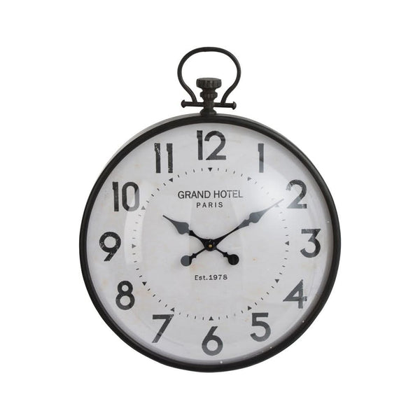 Große Wanduhr aus schwarzem Metall