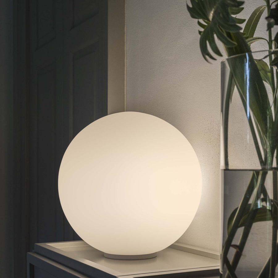 Lampe à poser Mapa Bianco blanche, verre, Ø 30 cm