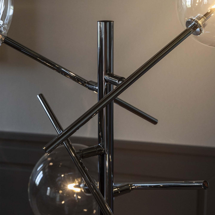 Lampadaire Equinoxe 4 lumières chromé, verre
