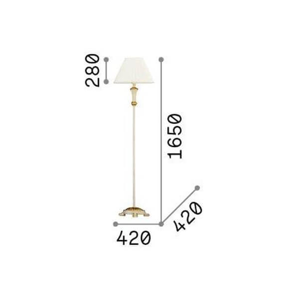 Schéma de dimensions du lampadaire avec hauteur totale et largeur de base