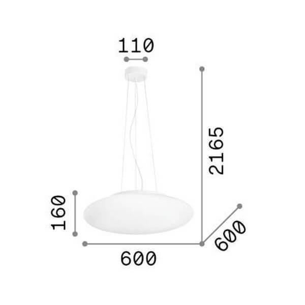 Suspension Smarties 5 lumières blanche, verre