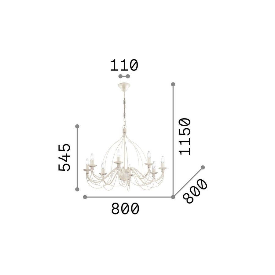 Suspension Corte 8 lumières rouille