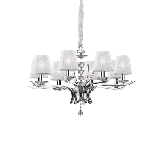 Suspension Pegaso 8 lumières blanche, verre