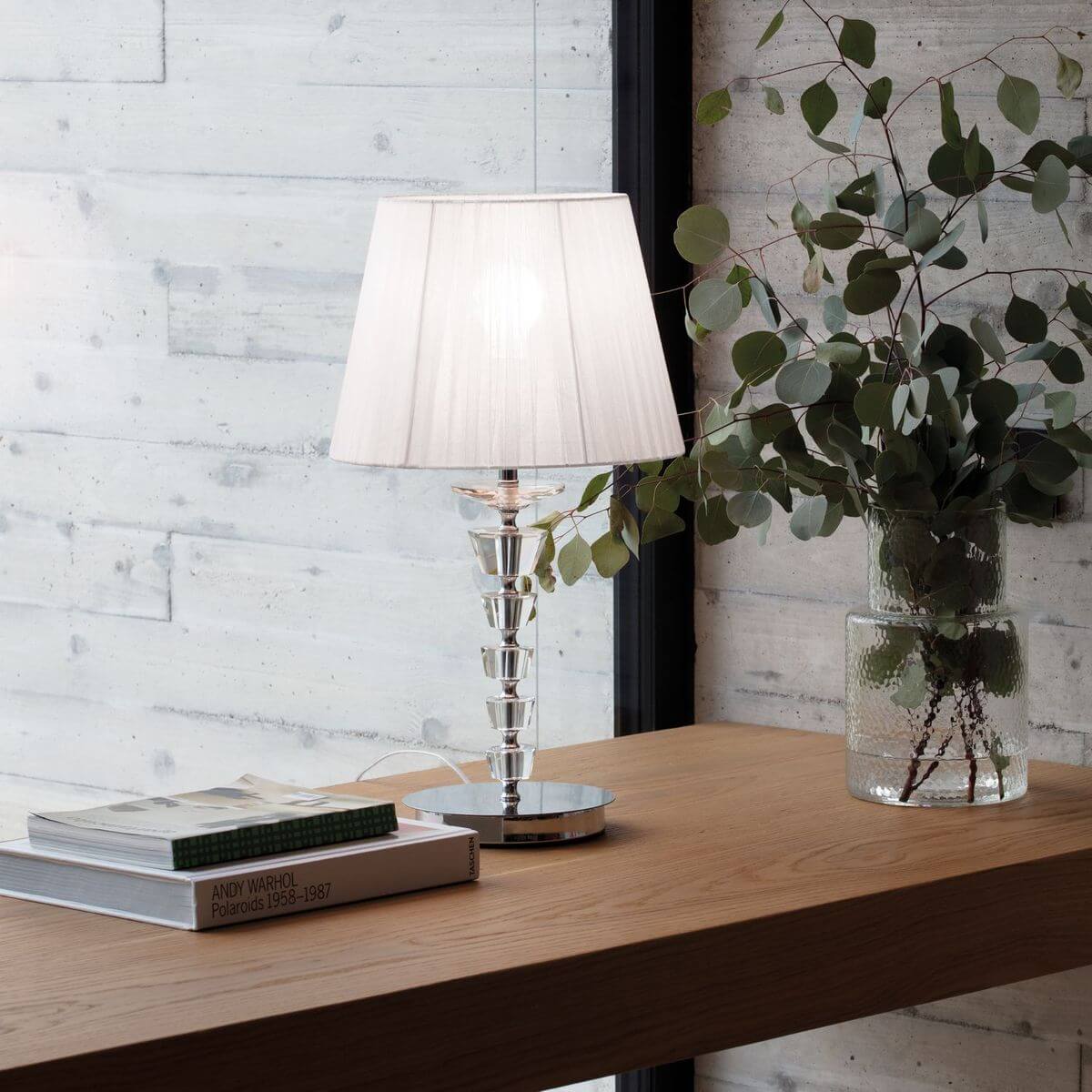 Lampe à poser Pegaso blanche, verre, Ø 30 cm