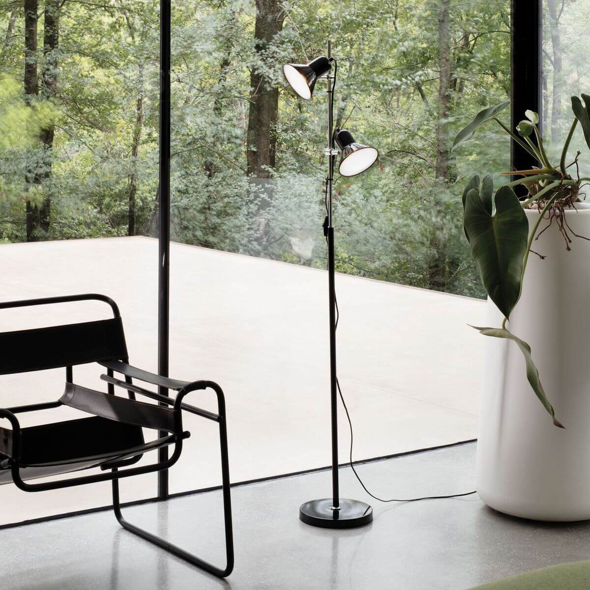 Lampadaire Polly 2 lumières noir