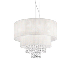Suspension Opera 6 lumières blanche, cristal
