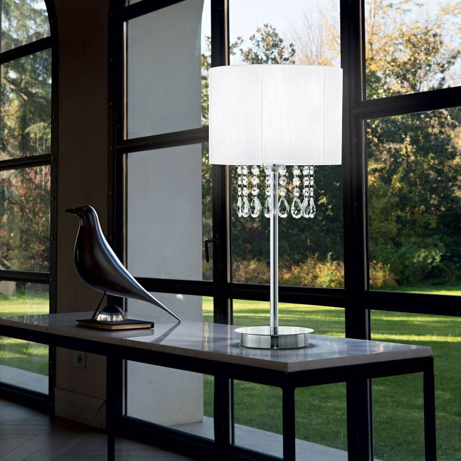 Lampe à poser Opera blanche, cristal
