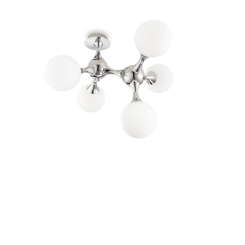 Plafonnier Nodi 5 lumières blanc, verre
