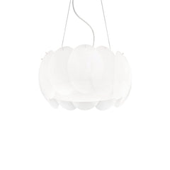 Suspension Ovalino 5 lumières blanche, verre