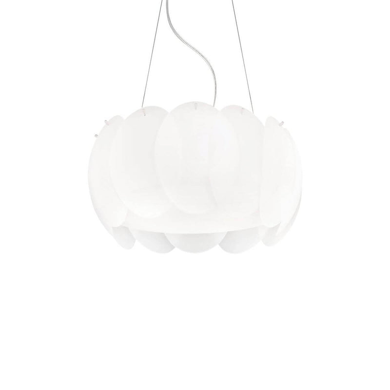 Suspension Ovalino 5 lumières blanche, verre
