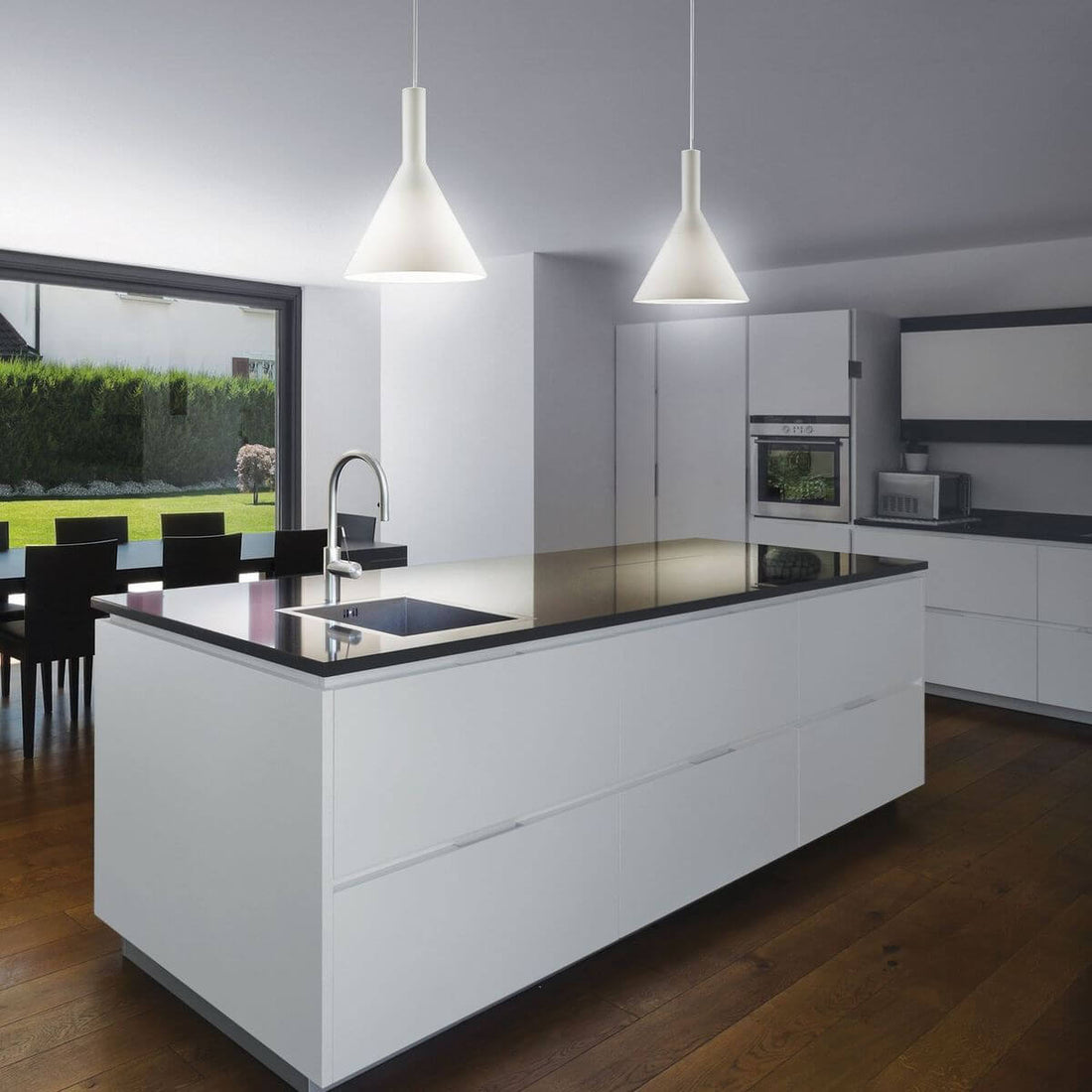 Suspension Cocktail blanche, verre, H 48 cm