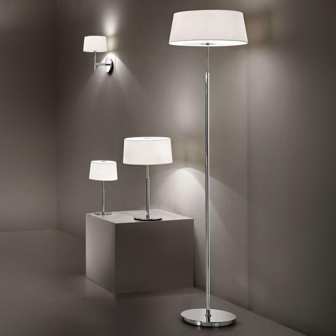 Lampe à poser Hilton 2 lumières blanche, verre
