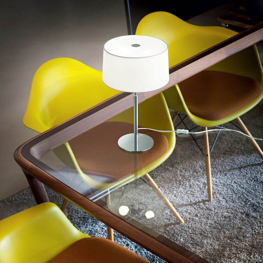 Lampe à poser Hilton 2 lumières blanche, verre