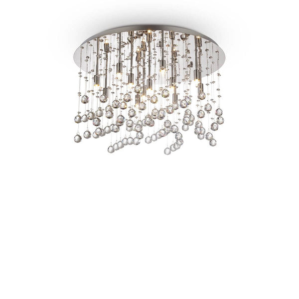 Plafonnier Moonlight 12 lumières chromé, cristal