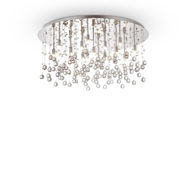 Plafonnier Moonlight 15 lumières chromé, cristal