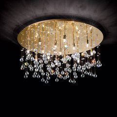 Plafonnier Moonlight 15 lumières doré, cristal