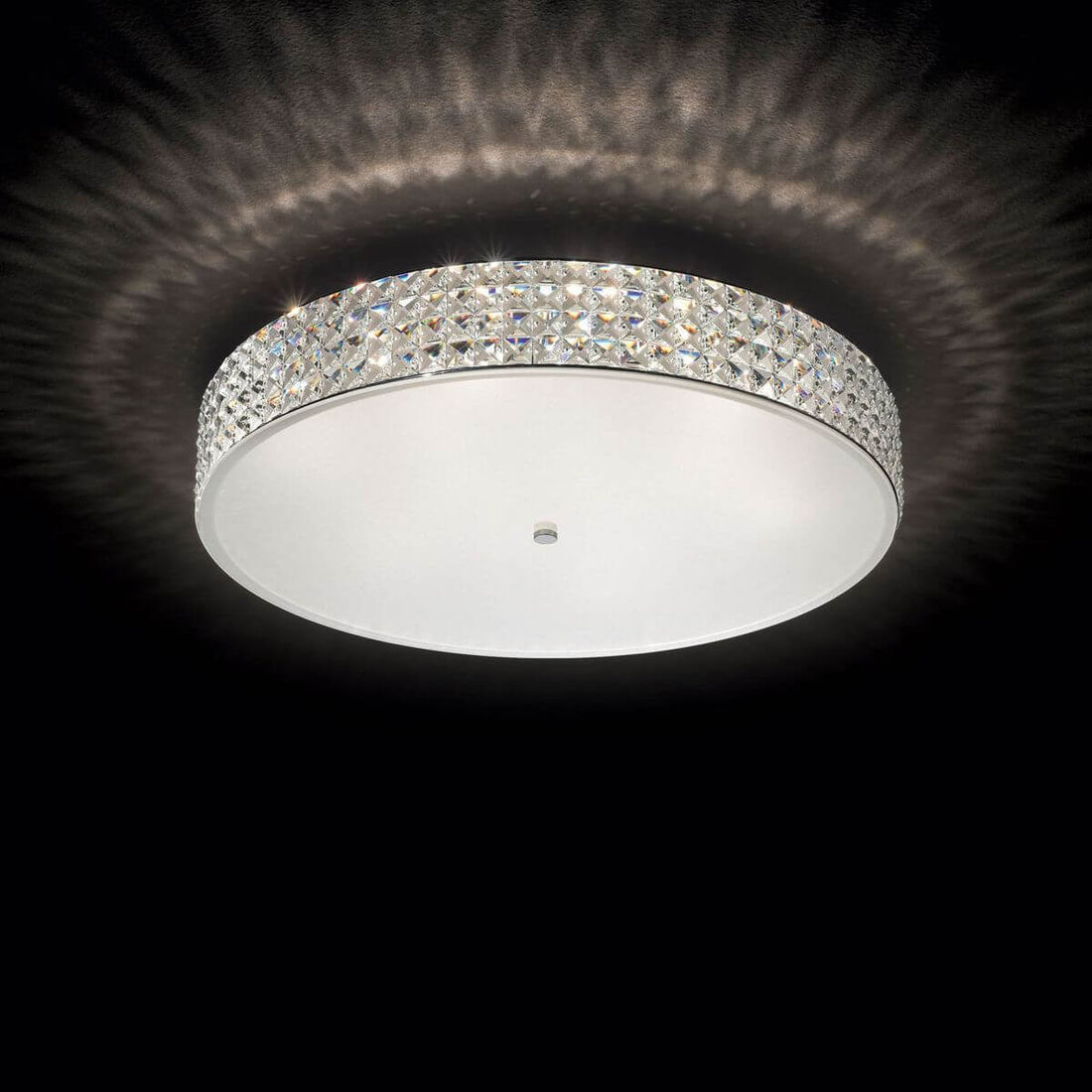 Plafonnier Roma 12 lumières chromé, cristal