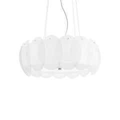 Suspension Ovalino 8 lumières blanche, verre