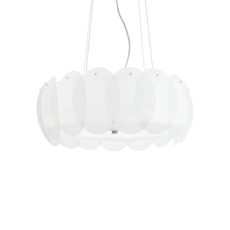 Suspension Ovalino 8 lumières blanche, verre