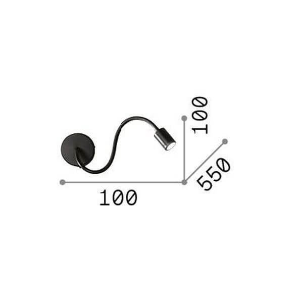 Schéma coté : base de 100 mm, longueur de 550 mm et hauteur de 100 mm