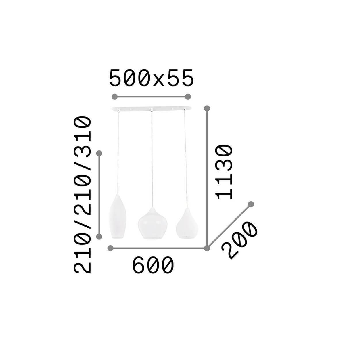 Suspension Soft 3 lumières fumée, verre