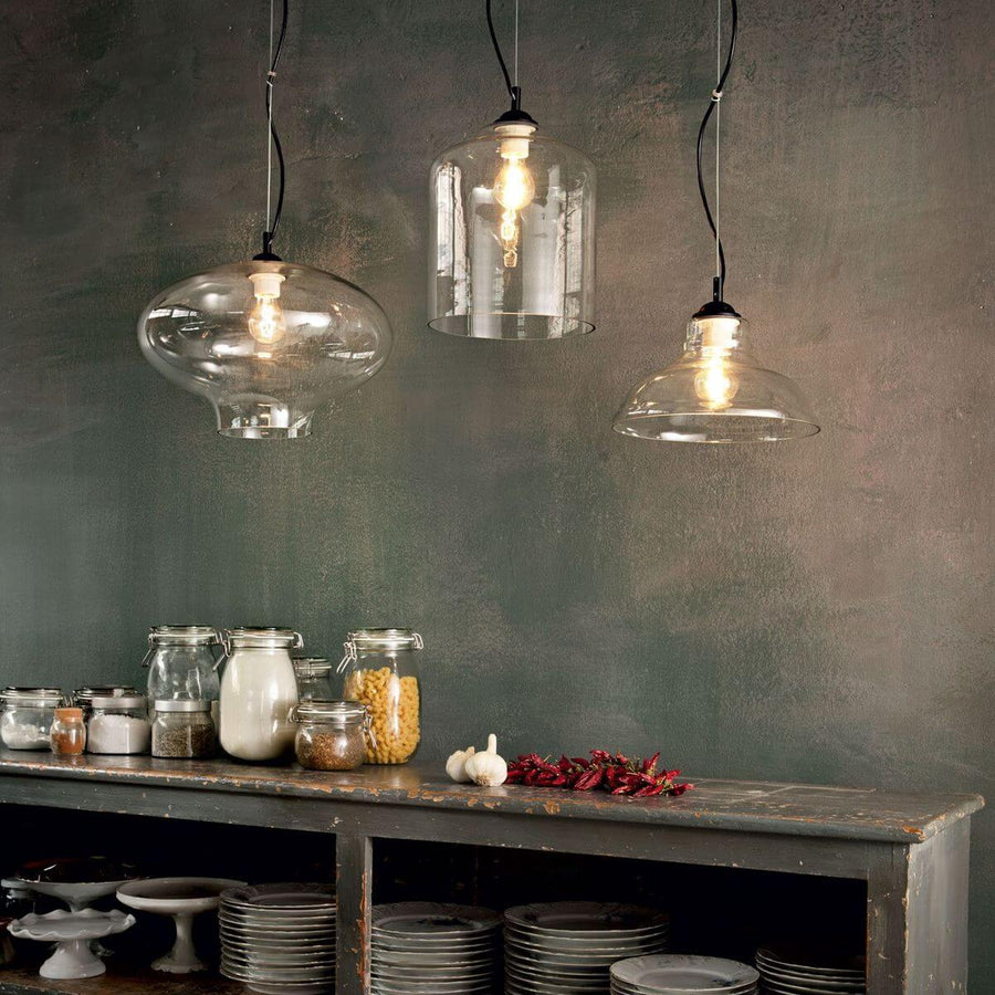 Suspension Bistro transparente, verre, Ø 28 cm