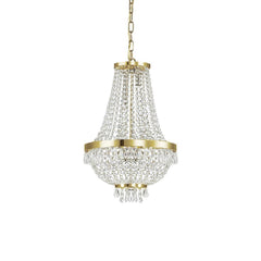 Suspension Caesar 6 lumières dorée, cristal