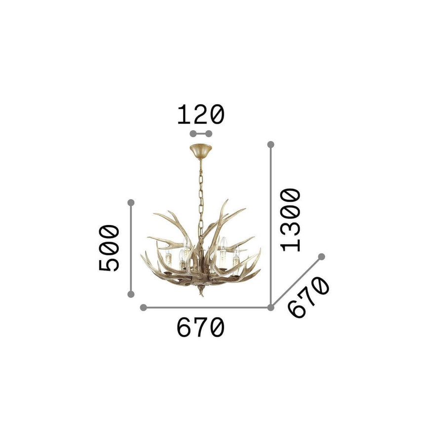 Suspension Chalet 6 lumières beige